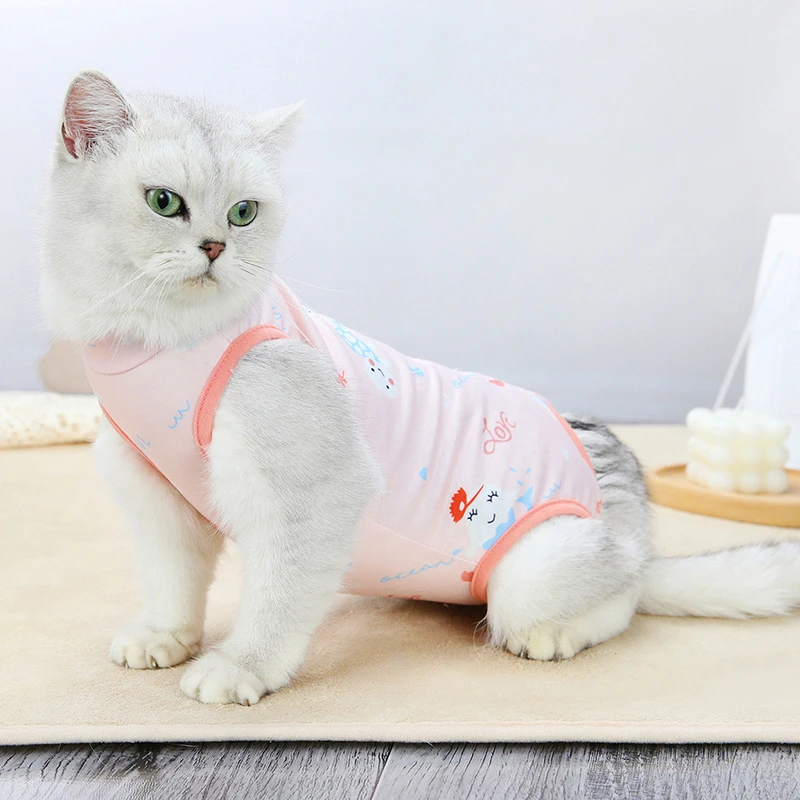 Ropa para gatos y mascotas, vestido para recuperación después de la cirugía, esterilización antiácaros, suministros para mascotas, trajes de recuperación quirúrgica - imagen 3