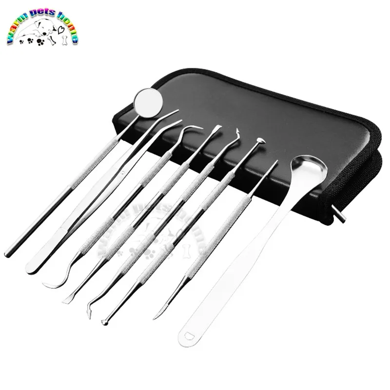 Juego de herramientas dentales, herramienta Dental para mascotas, herramienta de eliminación de cálculo Dental para perros, raspador de lengua de acero inoxidable, juego de cuidado bucal - imagen 2