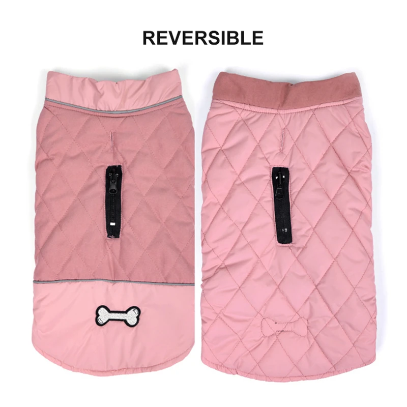 Benepaw-abrigo Reversible de invierno para perro, chaqueta reflectante ajustable para mascotas, ropa para perros pequeños, medianos y grandes, hueso - imagen 4