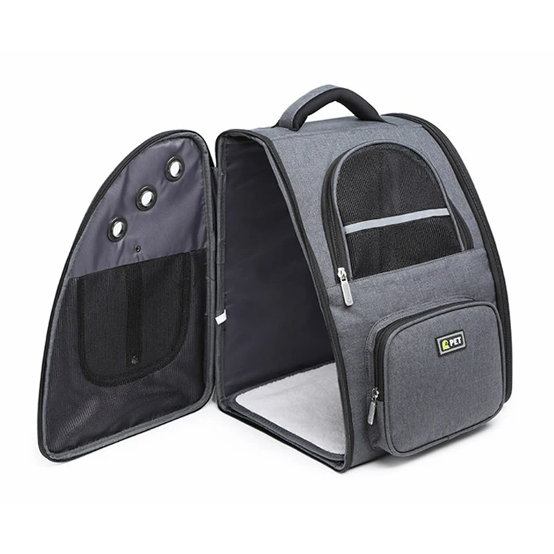 Mochila portátil transpirable para mascotas, bolsa de viaje para gatos grandes, perros pequeños, bolso plegable para mascotas