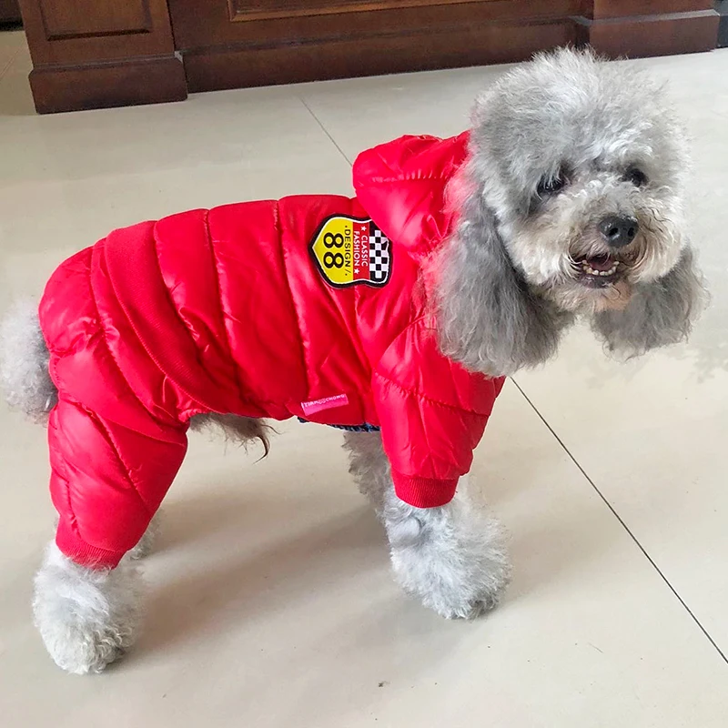 Ropa cálida de invierno para mascotas, abrigo impermeable de PU para perros pequeños, sudaderas con capucha para Chihuahua, Bulldog francés - imagen 5