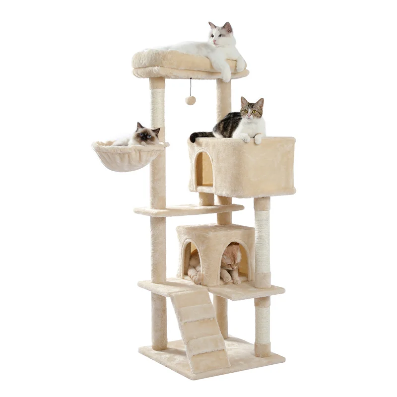 Torre de árbol de varios niveles para gatos, casa de juegos para mascotas, poste de rascado, Torre estable con bola colgante, lujo - imagen 4