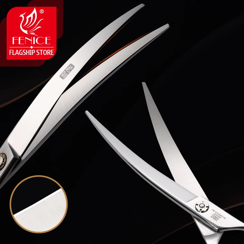 Fenice-Juego de tijeras de aseo profesional para mascotas, juego de tijeras rectas, finas y curvadas, 6,5/7/7, 5/8 pulgadas - imagen 5