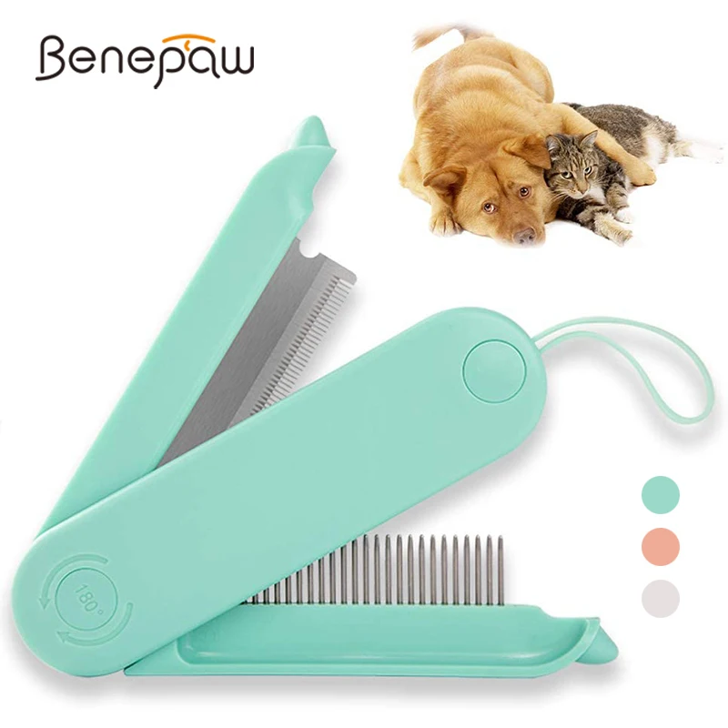 Benepaw pine plegable 2 1 perros gatos cepillo aseo profesional cómodo seguro herramienta Deshedding piel larga corta