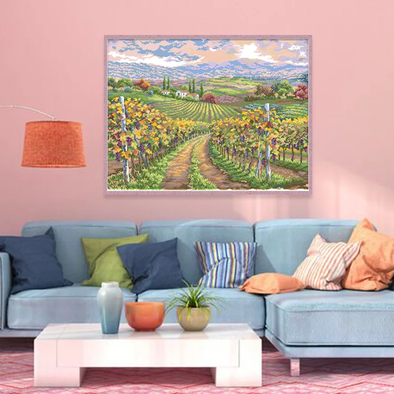 Kit de punto de cruz para decoración del hogar, bordado de paisaje de tela impresa, 11CT, 14CT - imagen 2