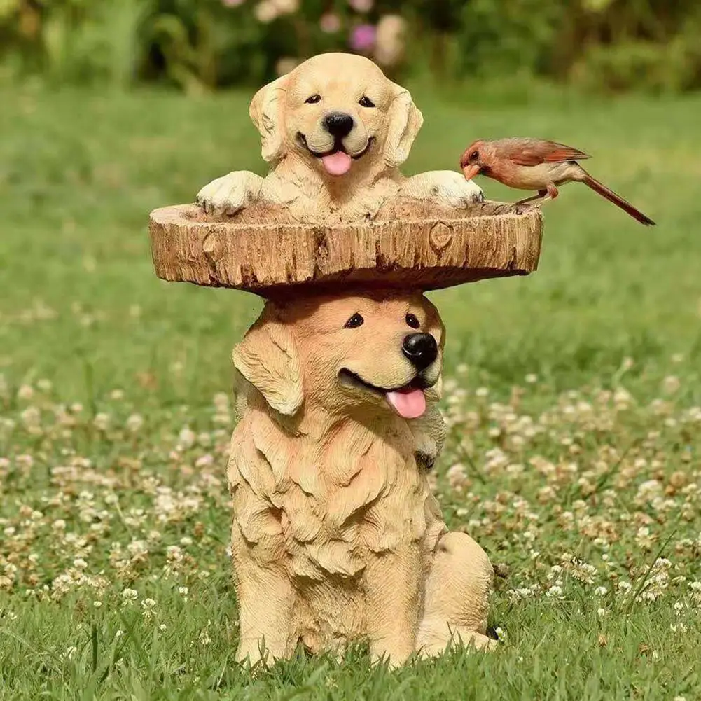 Alimentador de aves de jardín, alimentador de agua de resina Natural, alimentador de beber para baño de aves, artesanía decorativa para jardín, accesorios para pájaros - imagen 2