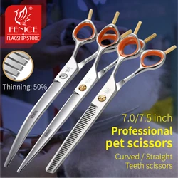 Juego de tijeras 440C profesional para gatos y perros–rectas curvadas