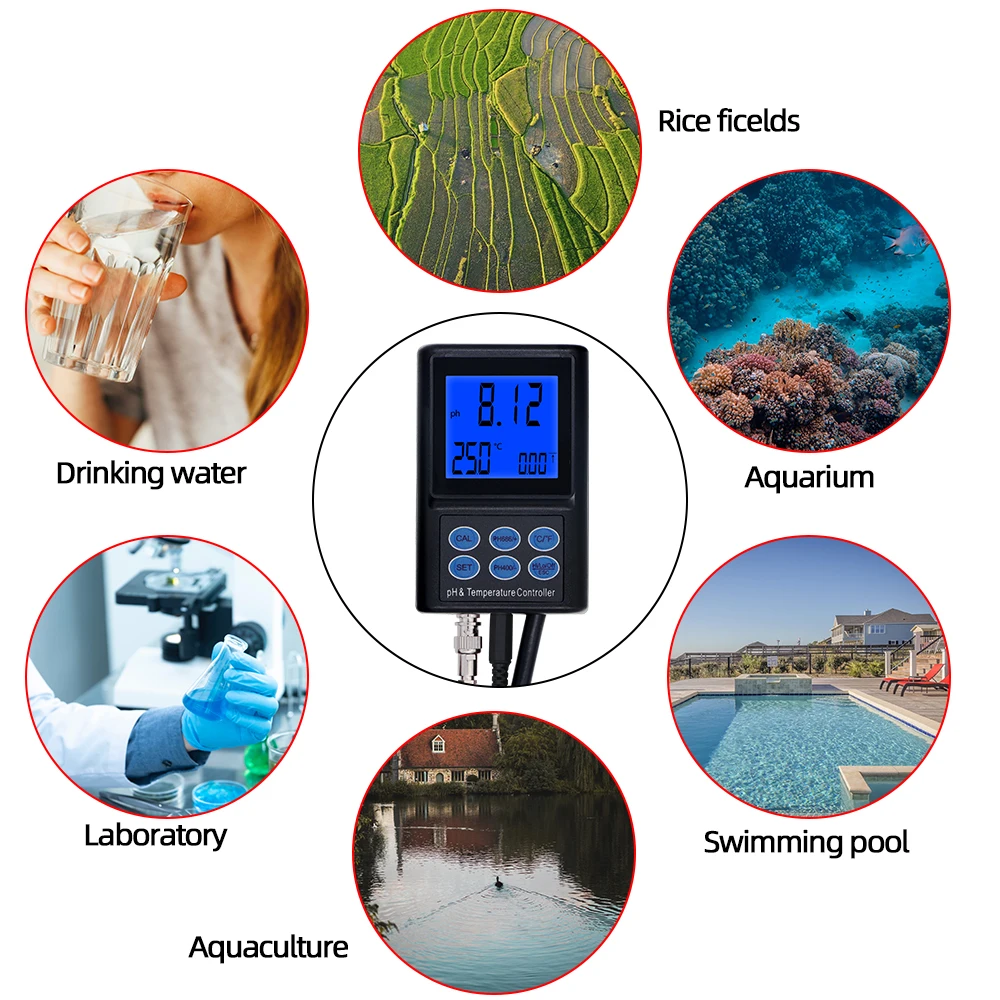 Controlador de PH/temperatura de PH-221, Digital medidor de PH, probador de calidad del agua, rango de 0,00 ~ 14,00ph, Analizador de agua para piscina de acuario - imagen 4