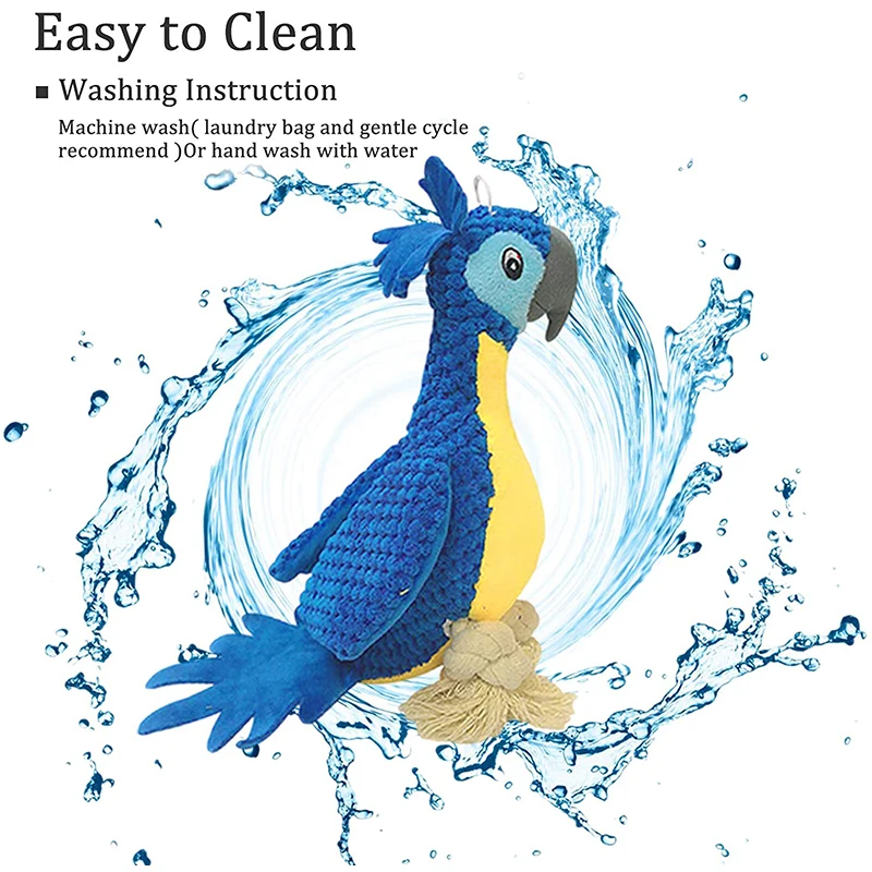 Benepaw-juguetes de peluche interactivos para perro, cuerda de algodón de peluche duradera, juguetes para cachorros, Limpieza de dientes, bordado de loro - imagen 5