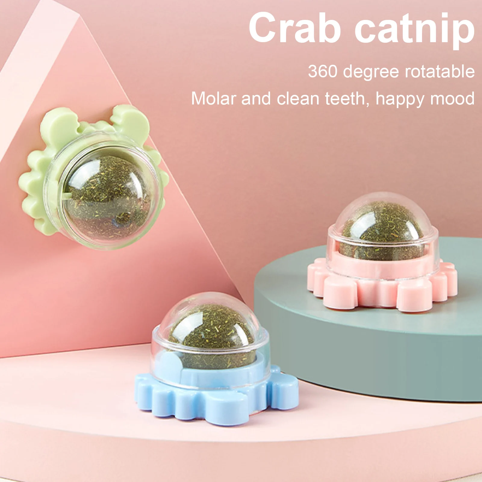 Juguete interactivo giratorio de 3 piezas para gatos, Bola de hierba gatera, juguete para gatitos de dentición, saludable, natural, dientes limpios - imagen 3