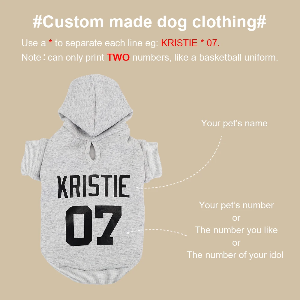 Ropa personalizada para perros y mascotas, ropa de invierno para Bulldog Francés, perros pequeños, Chihuahua, ropa para perro, nombre personalizado No. Sudaderas con capucha - imagen 2