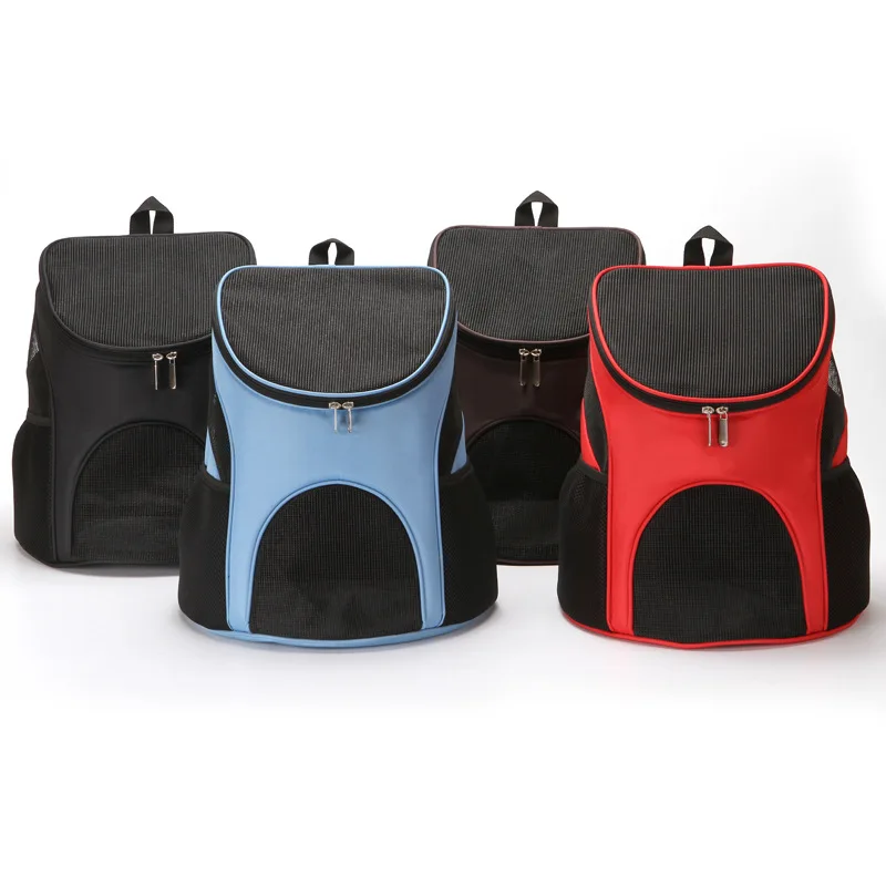 Mochila de malla portátil para mascotas, bolsa de transporte plegable para perros y gatos, Transportín de viaje al aire libre, negro, azul, rojo, con cremallera, suministros para mascotas - imagen 5