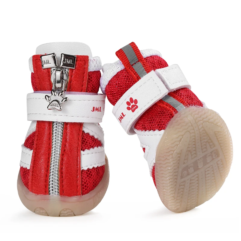 4 Uds. Zapatos para perros, zapatos deportivos antideslizantes de tela, botas transpirables para cachorros, zapatos de lona para mascotas al aire libre para perros pequeños, Chihuahua - imagen 3