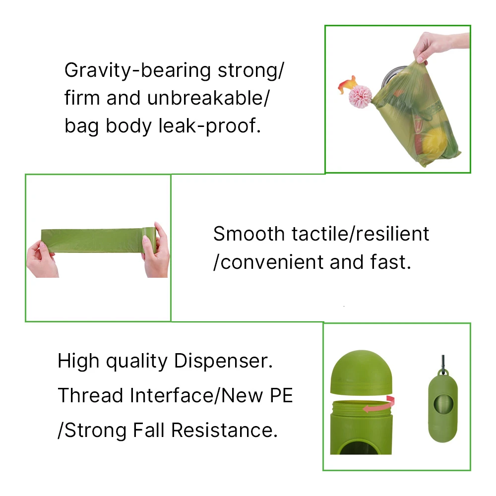 Dispensador de bolsas de basura para perros, portador de residuos verde y negro, accesorio de suministro para mascotas, herramientas pequeñas para perros y gatos, soporte para bolsas de excrementos - imagen 5