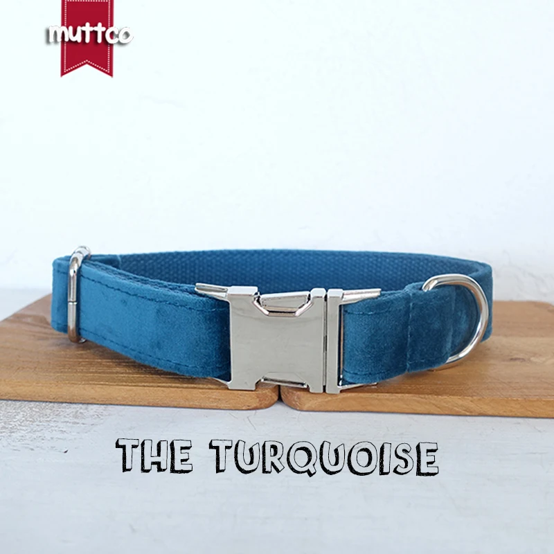 MUTTCO diseño único pajarita de moda collar de perro hecho a mano el collar de perro TURQUOISE 5 tamaños UDC097