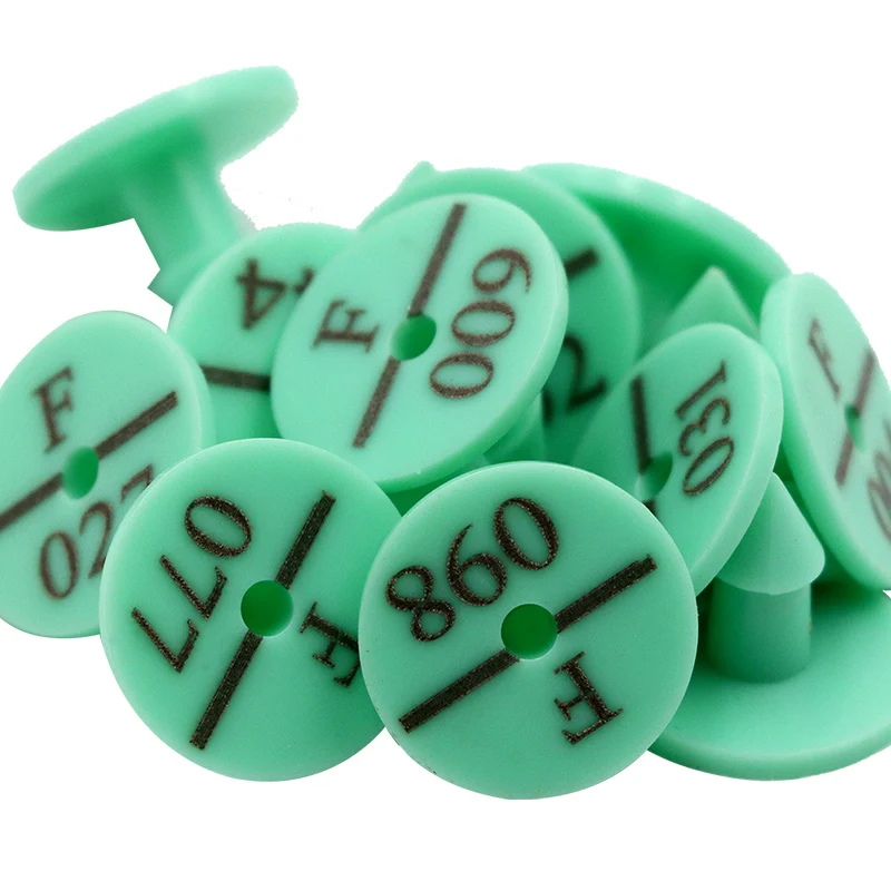 Pendientes de cabeza de cobre con etiqueta de oreja de conejo, oveja, cabra, cerdo, escritura láser, tarjeta de identificación de animales de granja, 4 colores, 100 piezas - imagen 2