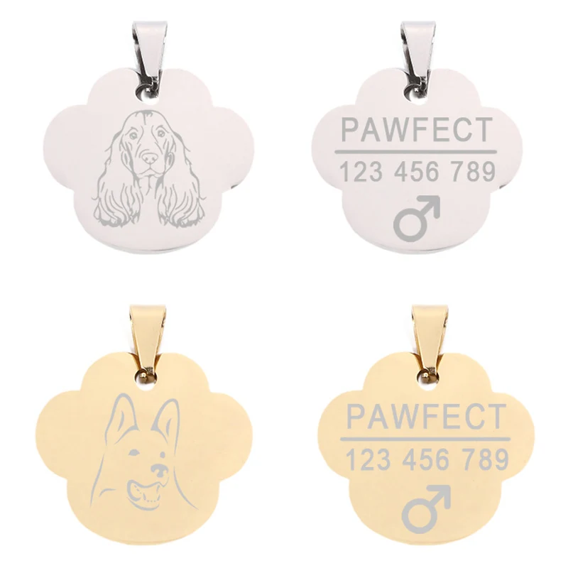 Colgante de nombre para mascota, etiqueta de identificación para gato y perro, accesorio para Collar con forma de pie, grabado gratis, 1 ud. - imagen 3