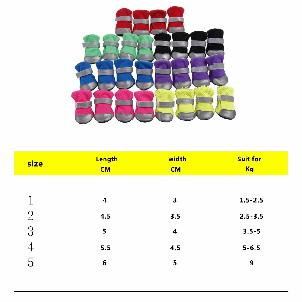 Botas impermeables para perros pequeños y medianos, zapatos reflectantes antideslizantes para exteriores, calcetines de fondo suave para gatos y cachorros, protegen la pata de las mascotas, 4 unids/set - imagen 5