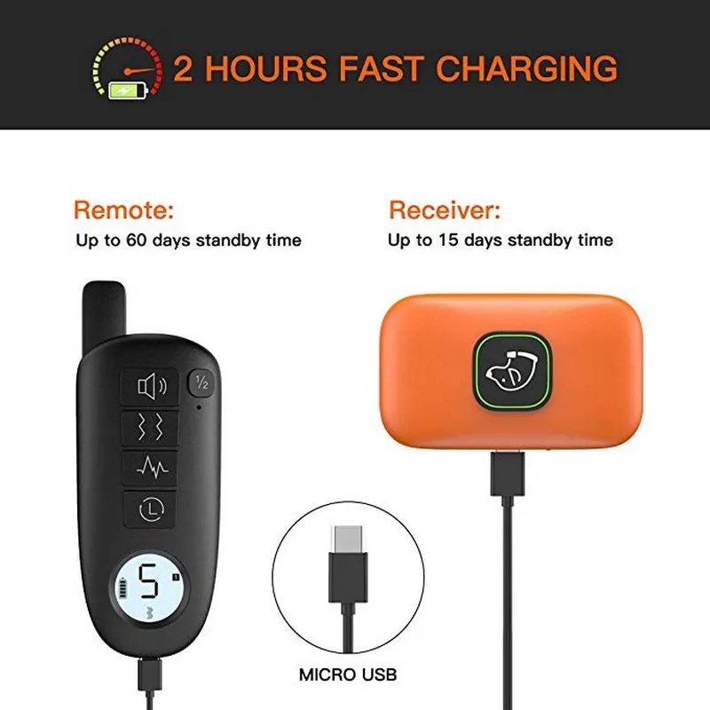 Collar de entrenamiento para perros, dispositivo eléctrico de descarga remota, resistente al agua IP67, recargable, vibración, sonido, antiladridos, envío directo, 1000 pies - imagen 2