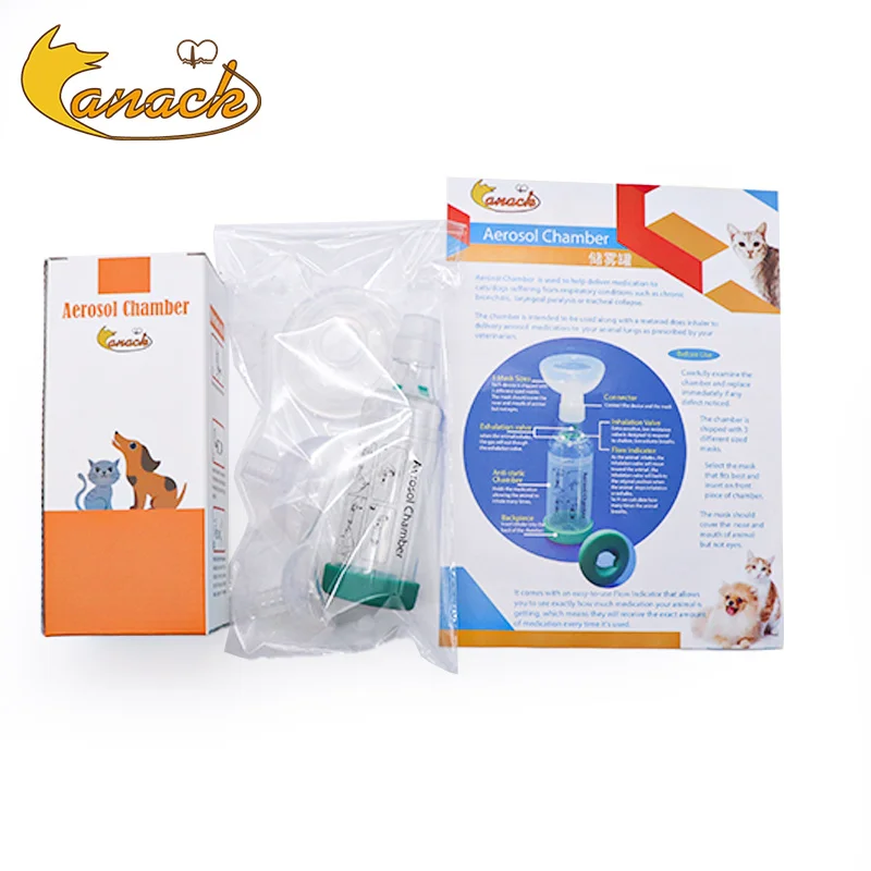 Inalador veterinario nebulizador cámara espaciador inhalador para perros y gatos con 3 mascarillas faciales de silicona médica suave con bolsa - imagen 4