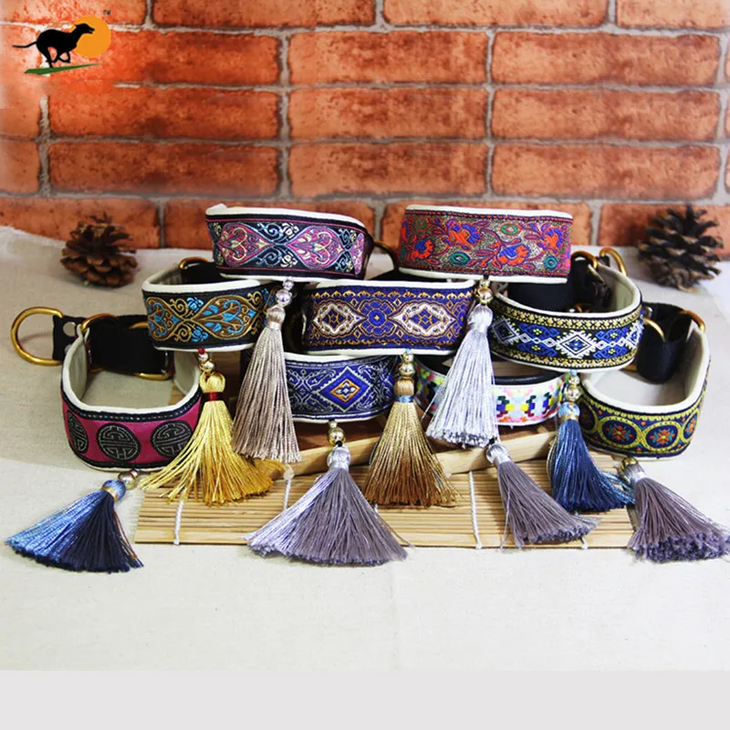 Collar étnico para perro de piel de oveja, collar con borlas suaves, adecuado para galgo italiano y Whippet - imagen 4