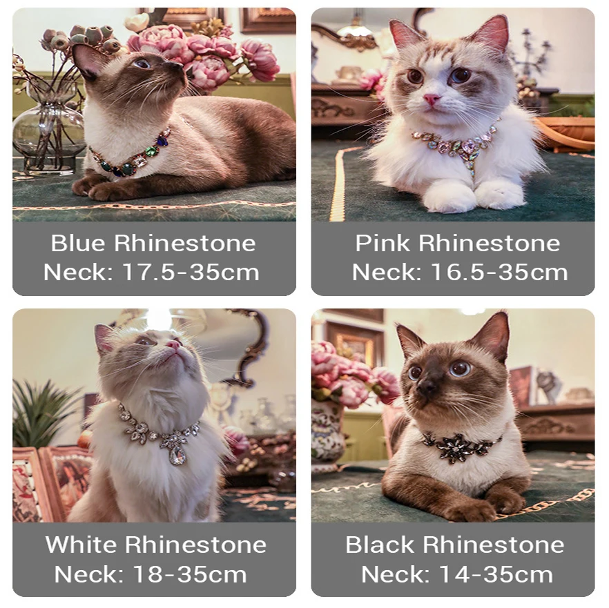 Collar de lujo para mascotas, cadena ajustable, Collar grande con diamantes de imitación para perros pequeños, Collar de gato con diamantes a la moda, accesorios para mascotas femeninas - imagen 4