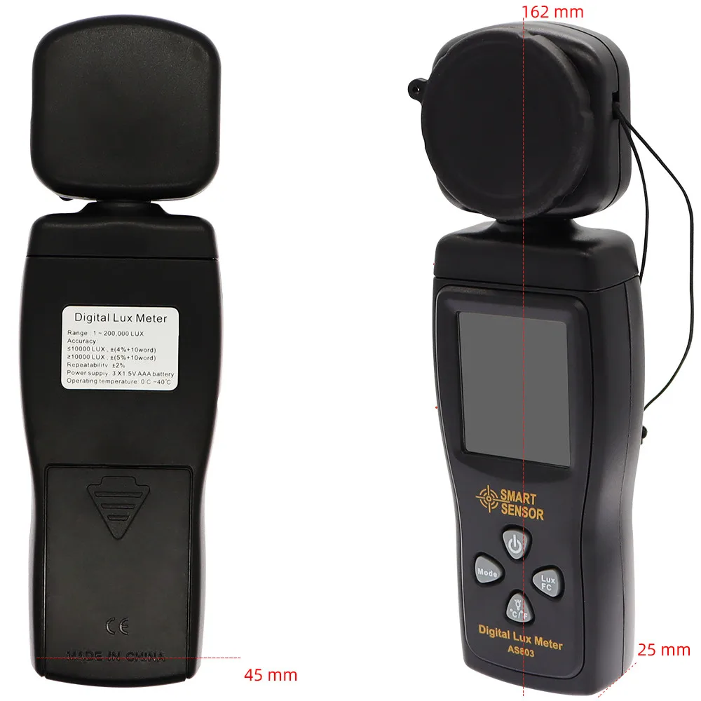 Medidor de luz Digital AS803 Luxmeter, fotómetro uv, radiómetro LCD, iluminómetro, probador de luminancia - imagen 3