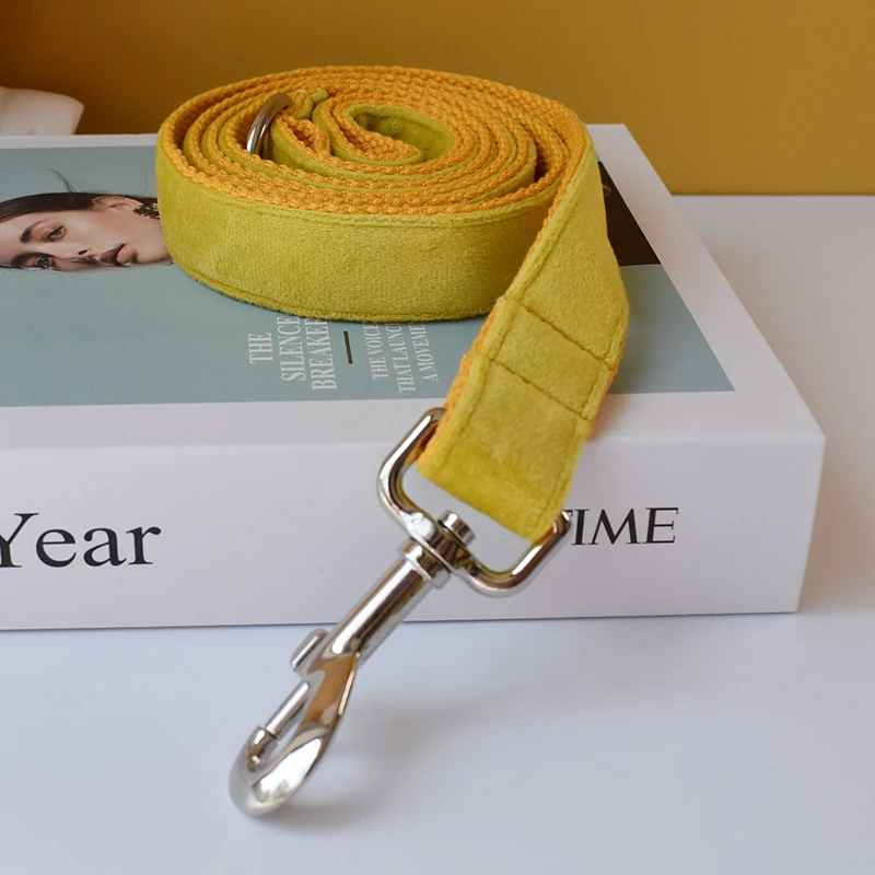 Yellow Collar Personalized Velvet Cotton Quality Fabric For Small, Medium Large Dog Custom Metal Parts Flannelette 04 - imagen 3