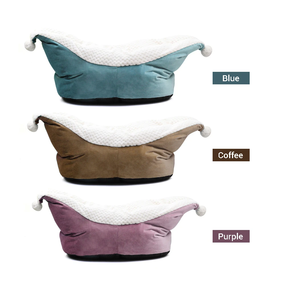 Cama de perro de sueño profundo para perros pequeños, forma de barco, cama de gato gruesa, Polar cálido, casa, Linda, lavable, Invierno - imagen 2