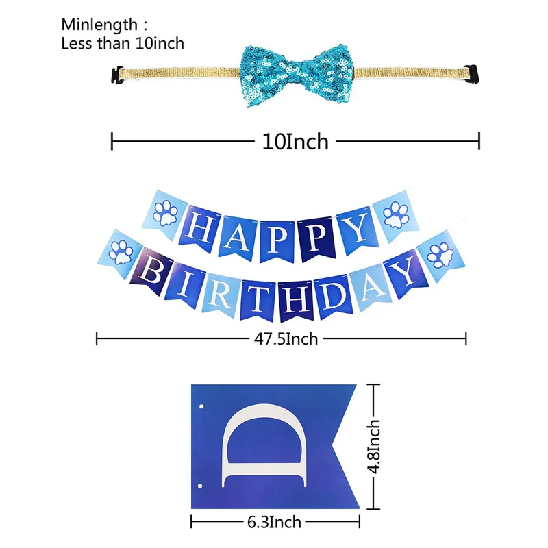 Conjunto de decoración para fiesta de cumpleaños de perro y gato, sombrero, bufanda triangular, pajarita, saludos, accesorios para mascotas, suministros para perros - imagen 2