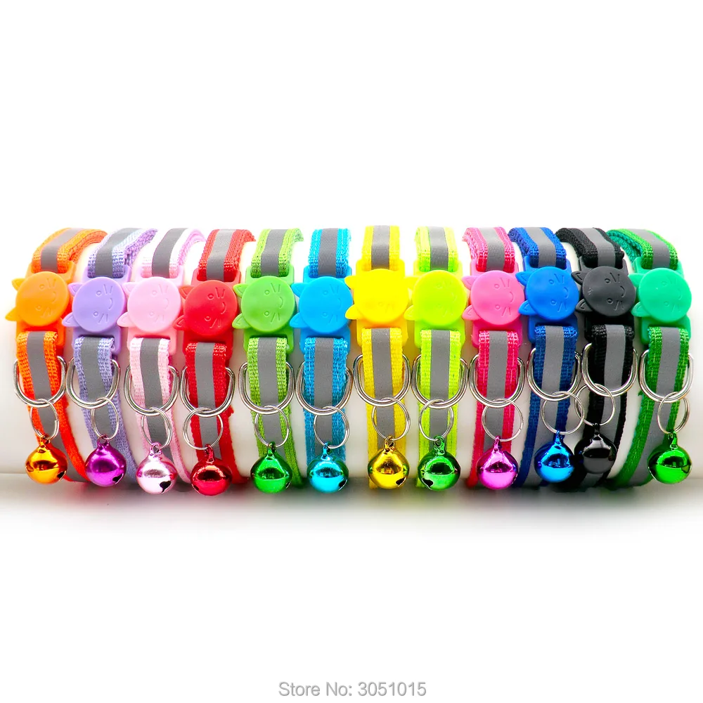 Collares reflectantes ajustables para perro y gato, hebilla de campana, etiqueta de identificación, fácil de llevar, accesorios para Collar, venta al por mayor, 100 Uds. - imagen 3