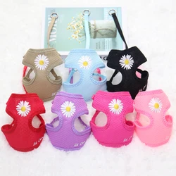 Conjunto de arnés y correa para perro, chaleco transpirable con bordado de margaritas, accesorios de moda para perros pequeños y Chihuahua