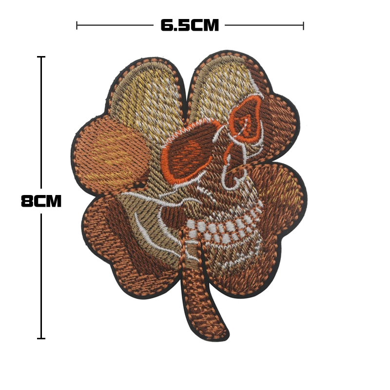 Parche bordado de calavera trébol verde militar brazalete para exteriores insignia pegatinas para tela Jeans sombrero parches tácticos - imagen 4