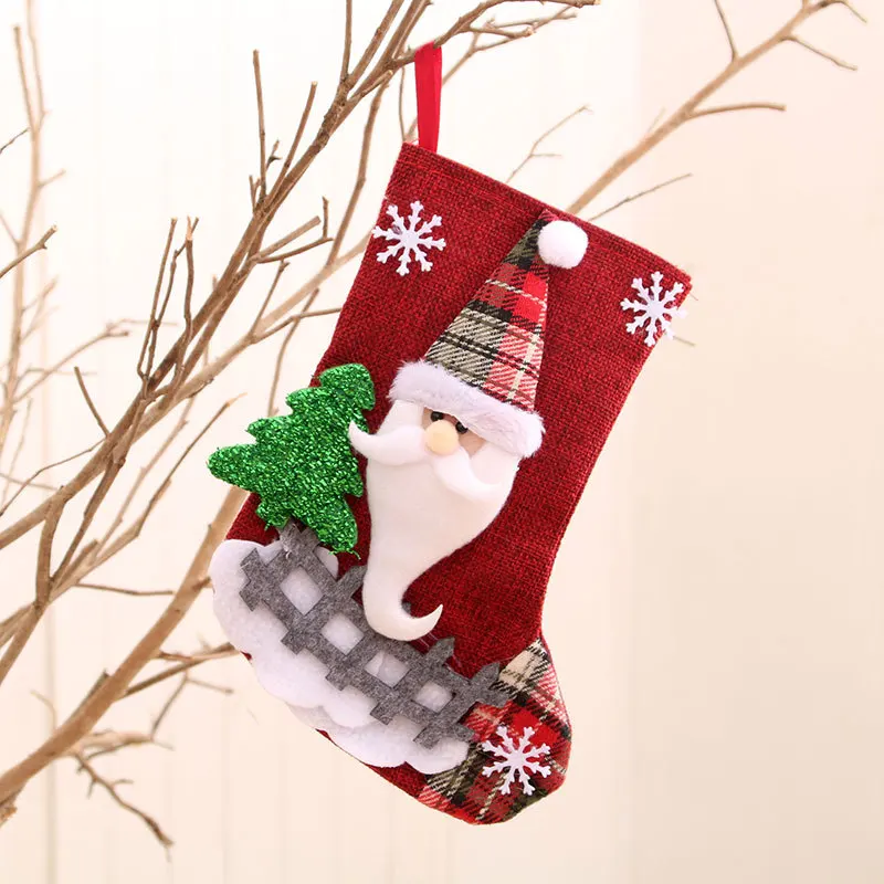 Medias navideñas de Papá Noel, calcetines colgantes, bolsas de dulces, regalos de árbol de Navidad, calcetines de muñeco de nieve, decoraciones navideñas - imagen 5