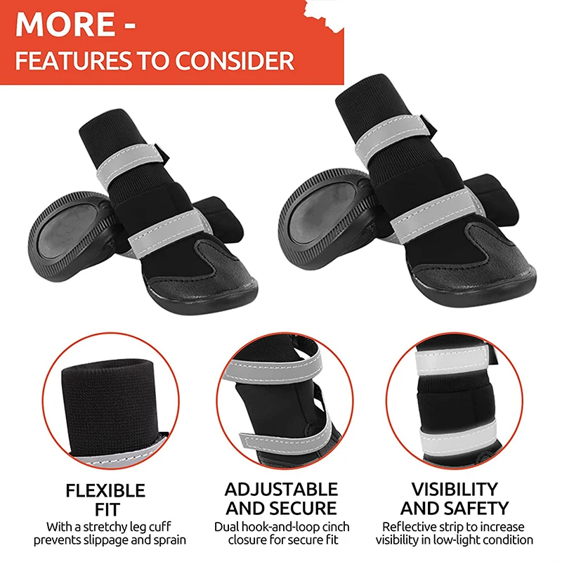 Benepaw-botas impermeables para perro, zapatos reflectantes de invierno para mascotas, botines de nieve antideslizantes para exteriores, Protector de pata para perros medianos y grandes - imagen 3