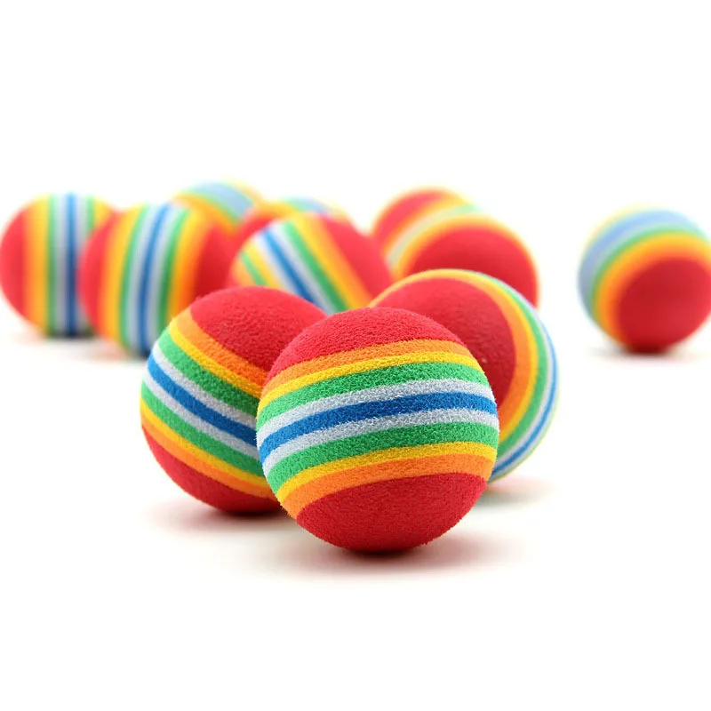 Bolas de arcoíris para gatos, juguete interactivo para rascar gatos, pelota de espuma, divertidos juguetes para mascotas para gatos, juguetes para masticar para moler dientes para gatos y gatitos - imagen 5