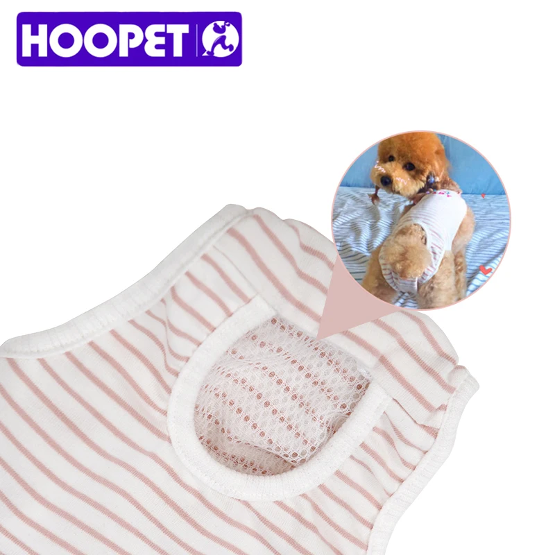 HOOPET-Pantalones sanitarios fisiológicos para perro, bragas lavables con pañal a rayas, ropa siamesa, producto de higiene para mascotas - imagen 2