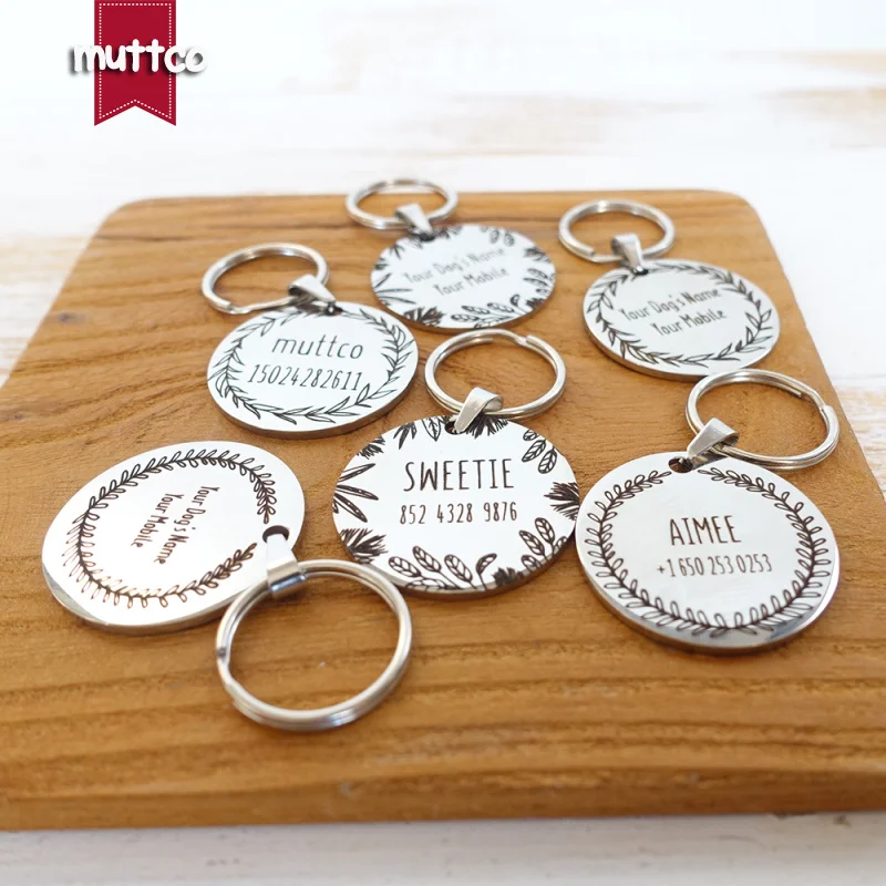 Etiqueta redonda de acero inoxidable con diseño personalizado para perro, etiqueta de nombre para mascota, 3 estilos - imagen 2