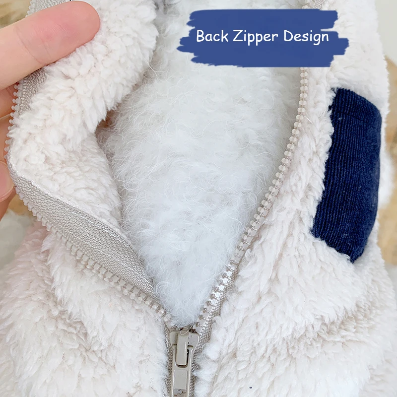 Ropa de invierno para perros pequeños, chaqueta cálida de lana para cachorros, monos para Chihuahua, Bulldog Francés, Pug, mono, pelele, disfraces para mascotas - imagen 3