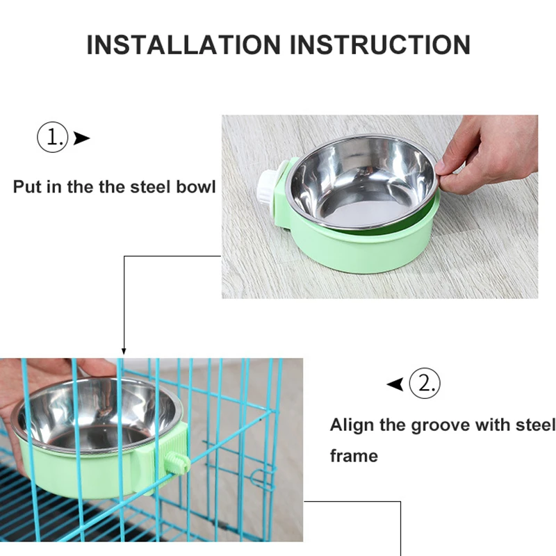 Benepaw-jaula de acero inoxidable para perro, cuenco extraíble y respetuoso con el medio ambiente, alimentador colgante para comida y agua, fácil de limpiar - imagen 5