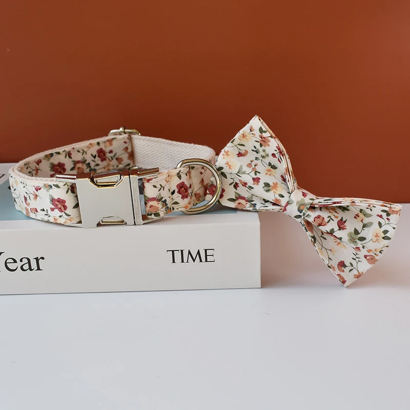 Collar ajustable desmontable con pajarita para perro, conjunto de Collar y correa para mascotas, regalo para perros medianos, flores de 4 y cuatro tamaños 04 - imagen 2