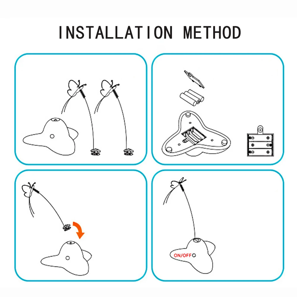 Juguete eléctrico giratorio automático para gatos, juguete interactivo con forma de mariposa revoloteadora colorida, divertido gatito, cachorro, accesorios - imagen 5