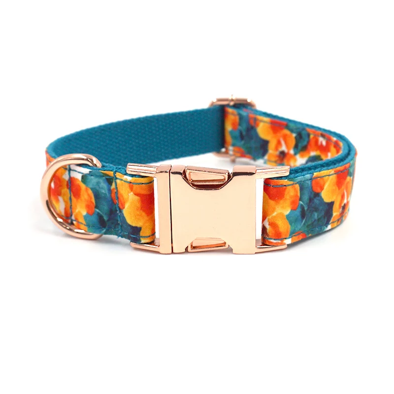 Collar personalizado para perros, conjunto de Collar y correa para perro con patrón de flores hawaianas, pajarita de diseñador de lujo, Collar para perro de liberación rápida - imagen 3