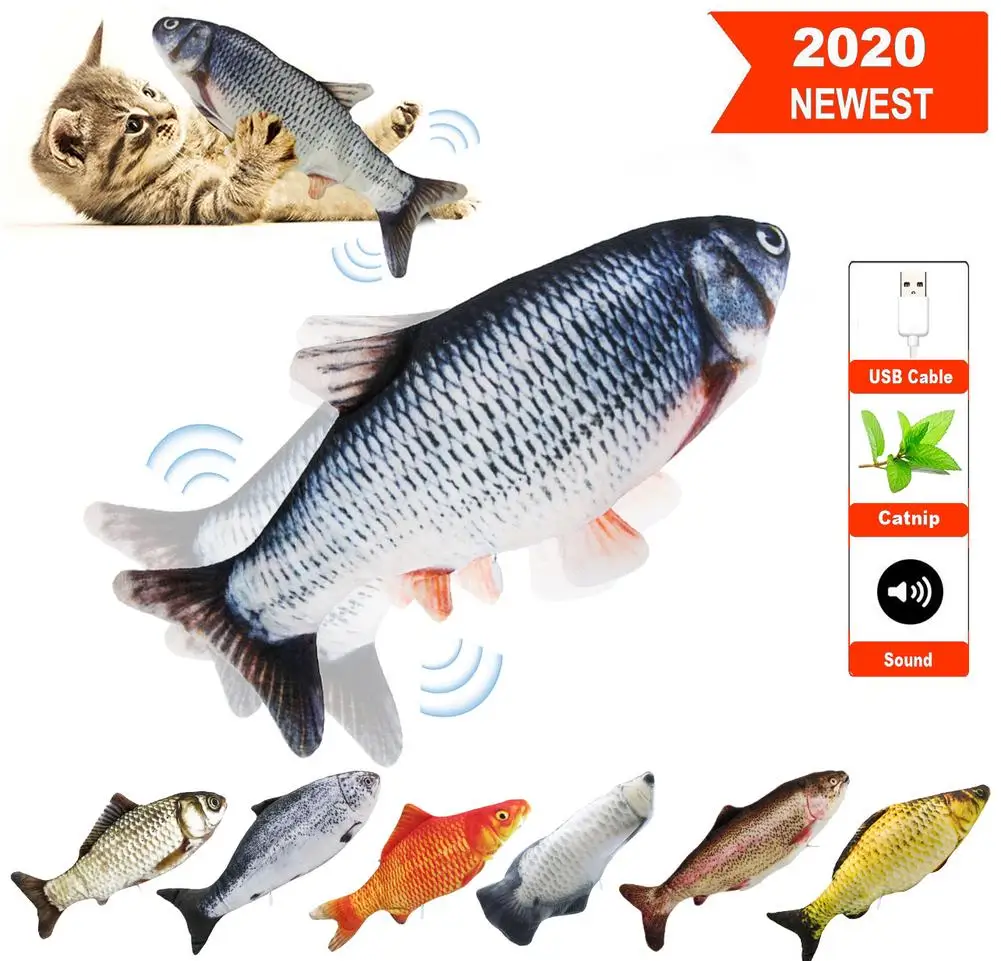 Juguetes de pescado con un juguete para gatos en la parte superior