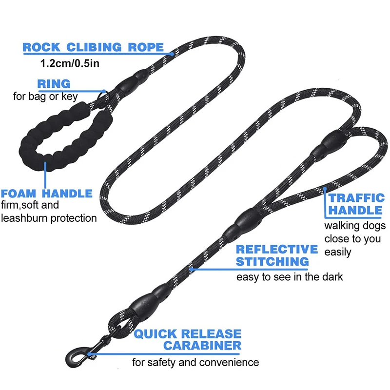 Benepaw-Correa de alta resistencia para perros medianos y grandes, 2 asas acolchadas suaves, cómoda y reflectante, cuerda fuerte de entrenamiento para mascotas - imagen 3