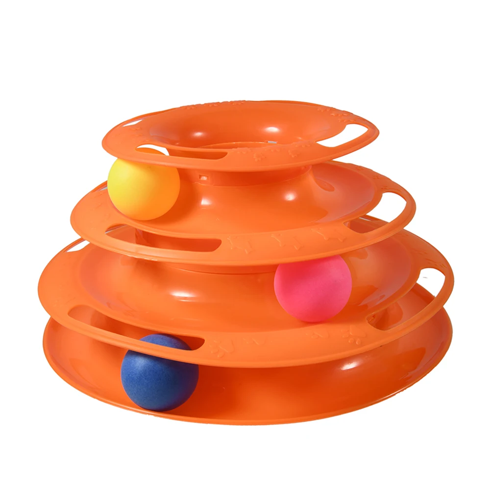 Torre de juguete de tres niveles para gato, juguete con pistas de disco, inteligencia, diversión, Triple, Bola de entrenamiento, túnel - imagen 3