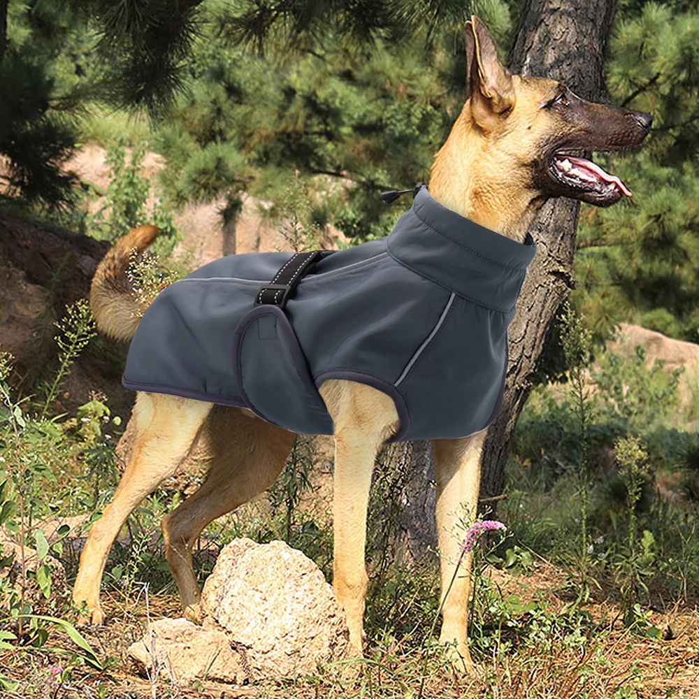 Chaleco impermeable para perro, ropa cálida acolchada para mascotas, chaqueta, abrigo para perros grandes, traje de Labrador con cuerda de nailon reflectante, Invierno - imagen 5
