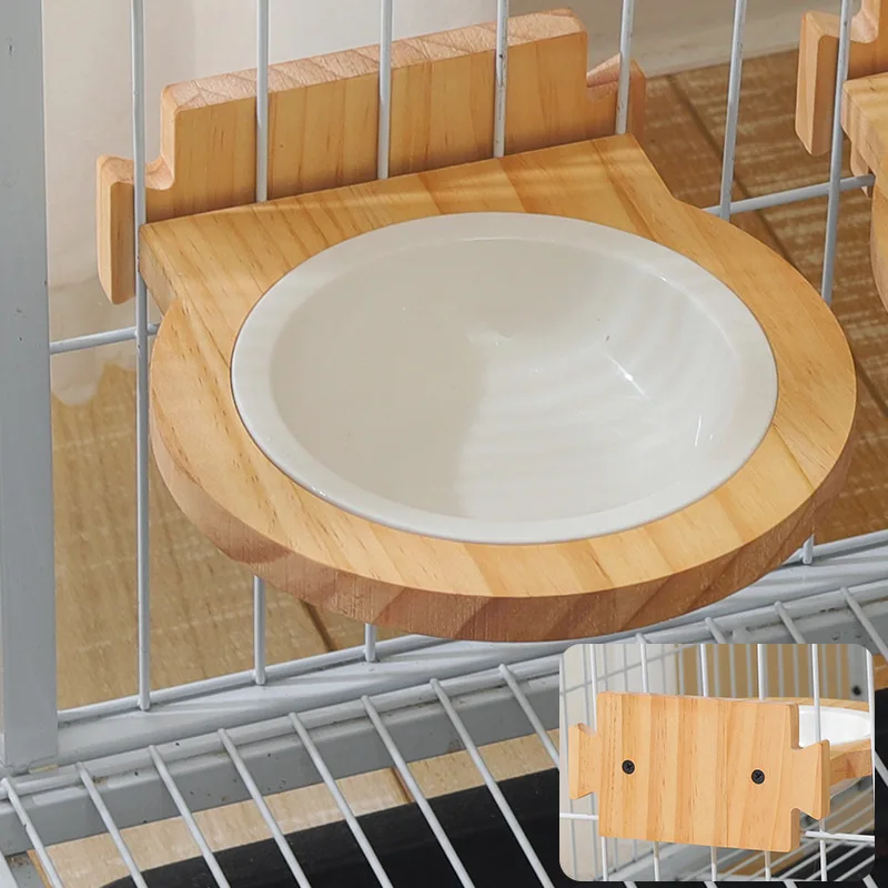 Cuenco de cerámica para comida de perro y gato, jaula de alambre extraíble, alimentador, plato de agua, cocodrilo para cachorro y conejo - imagen 2