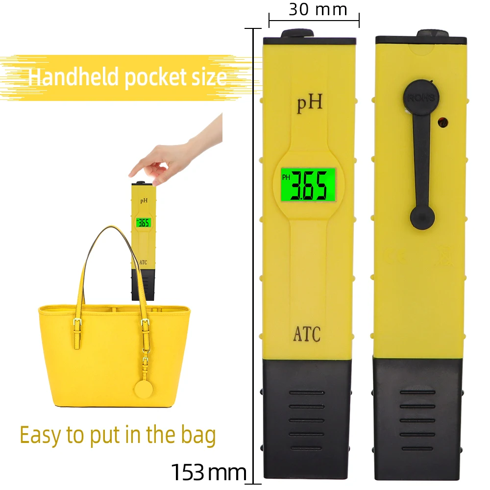 Medidor de PH portátil de alta precisión 0,01 Probador de Calidad del Agua ATC PH Monitor de pureza del agua pluma de prueba de PH para piscina acuario - imagen 3
