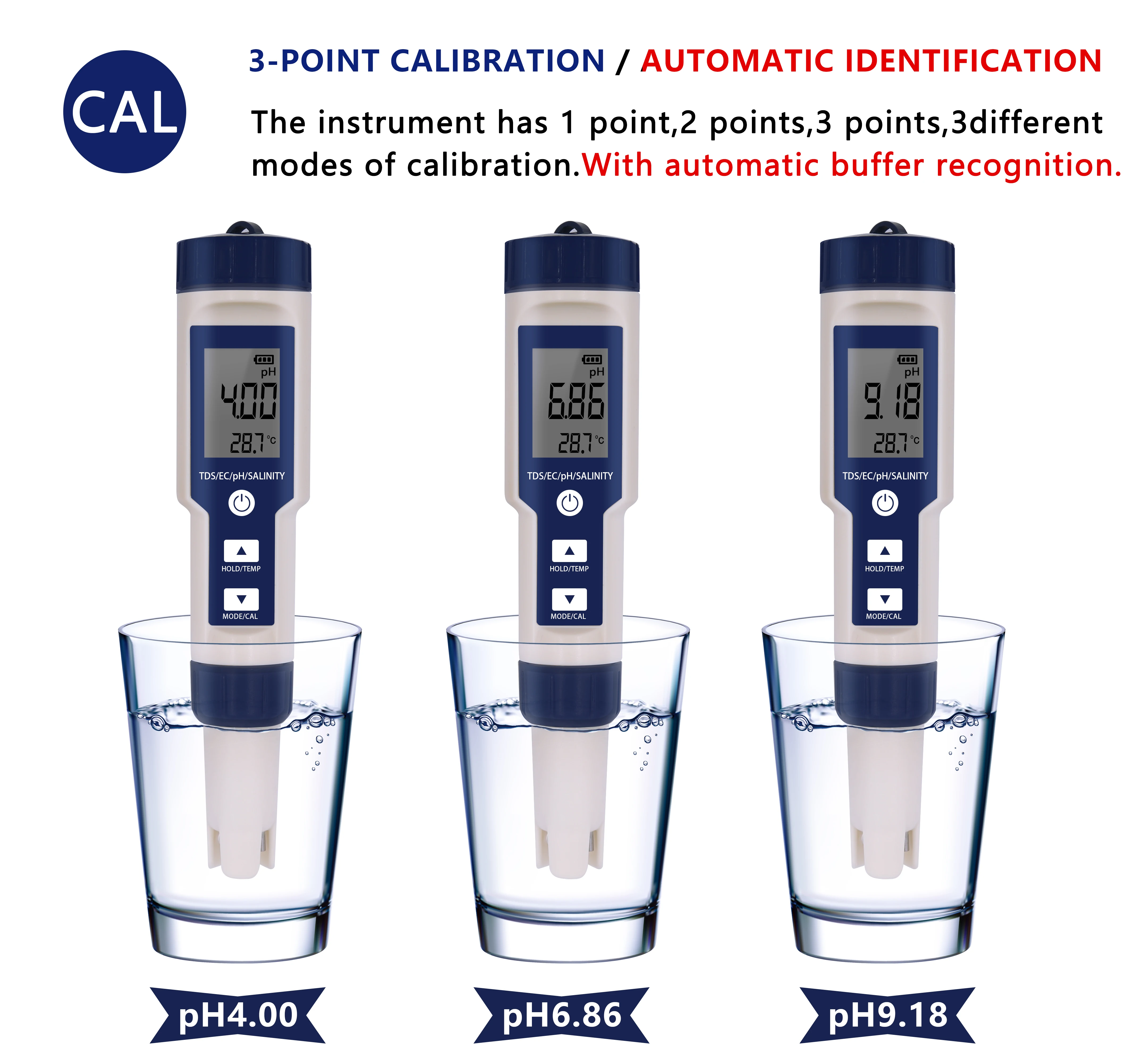 Probador de Calidad del Agua 5 en 1 EC TDS, medidor de pH de temperatura de salinidad para alimentos, bebidas, contenido de sal, medidor ATC de agua de mar para acuario - imagen 5